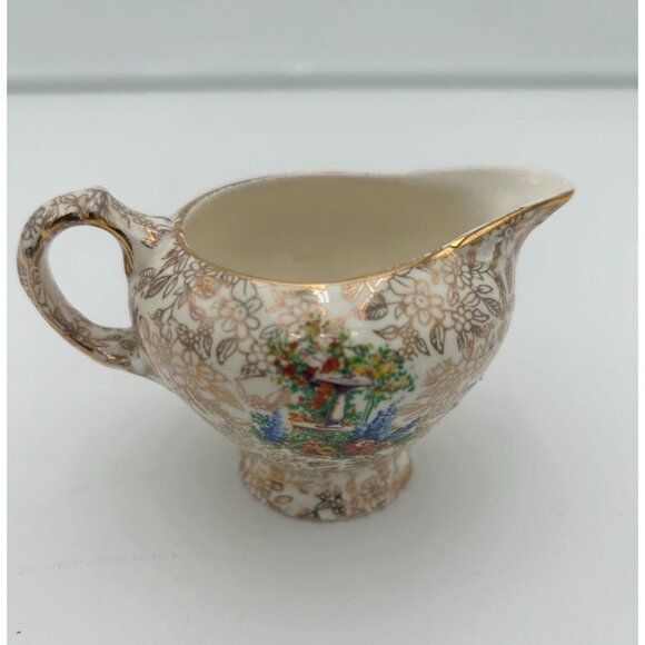 Vintage Empire England Creamer Pitcher Floral Gold Trim Design - Picture 3 of 6
